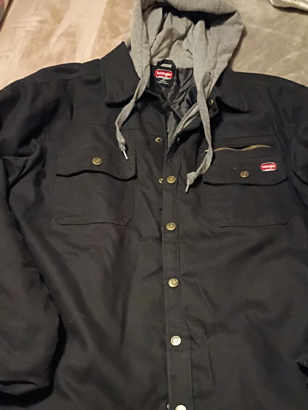 Wrangler Black Jacket with Gray Hooded Liner